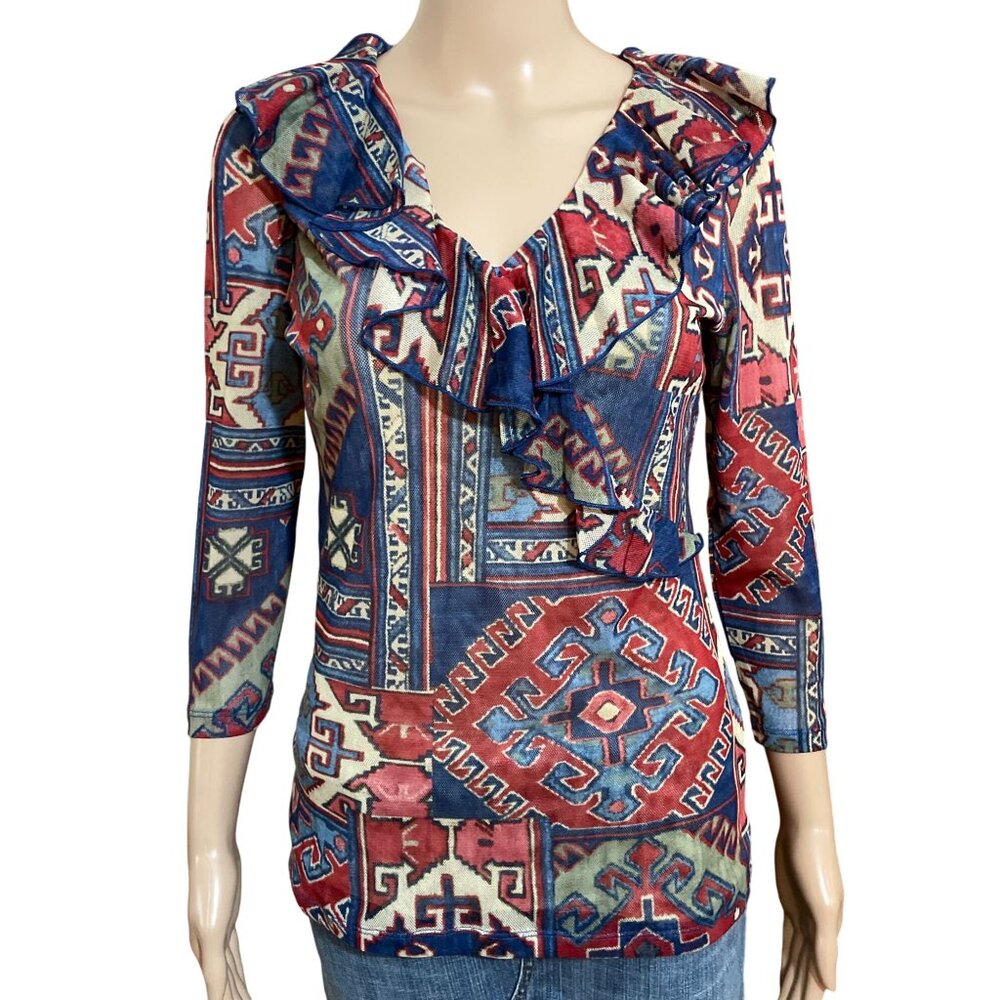 Chaps Multicolored Blouse Size Medium